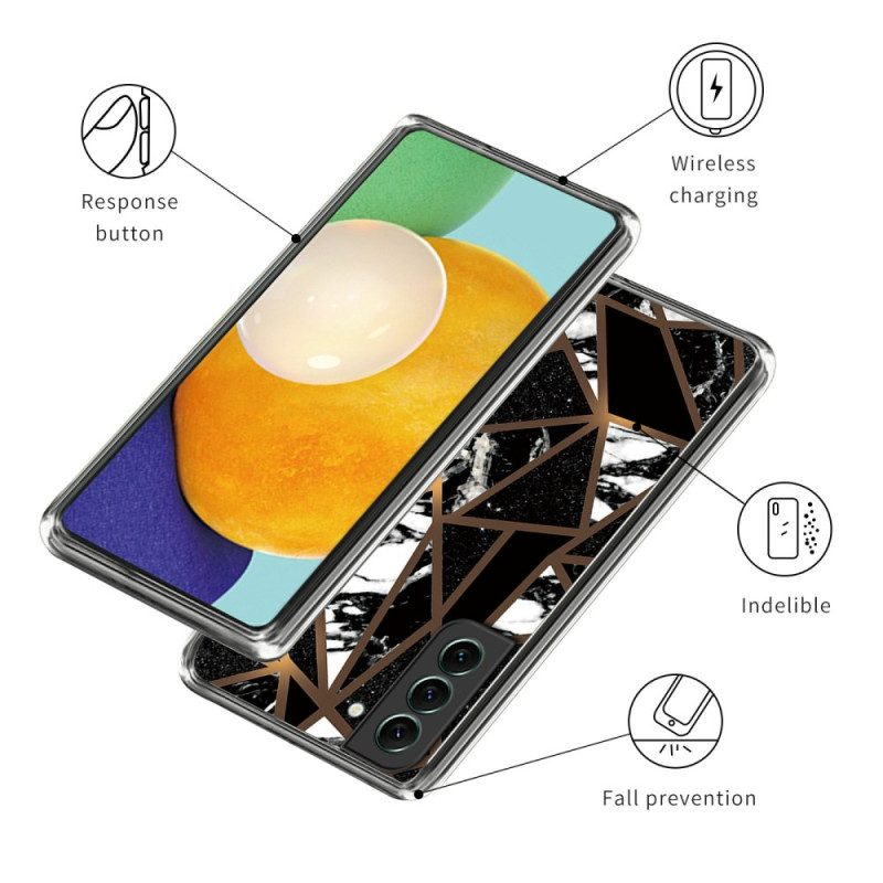 Hoesje Voor Samsung Galaxy S24 5g Abstract Marmerpatroon Zwarte Geometrie