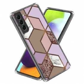 Hoesje Voor Samsung Galaxy S24 5g Marmerpatroon Met Abstracte Geometrie