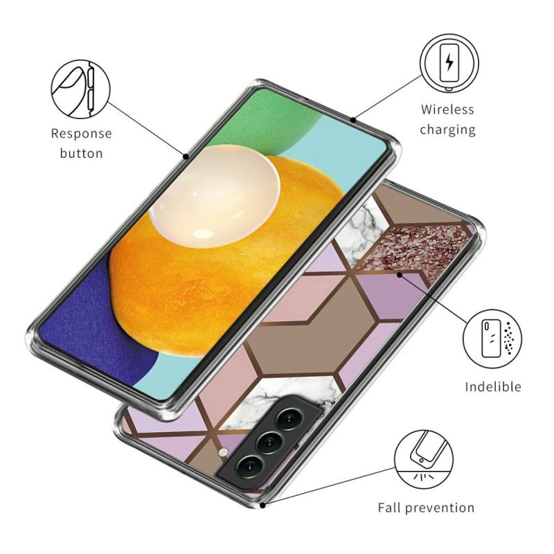 Hoesje Voor Samsung Galaxy S24 5g Marmerpatroon Met Abstracte Geometrie