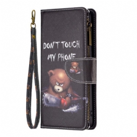 Leren Hoesje Samsung Galaxy S24 5g Dangerous Bear Portemonnee Met Riempje