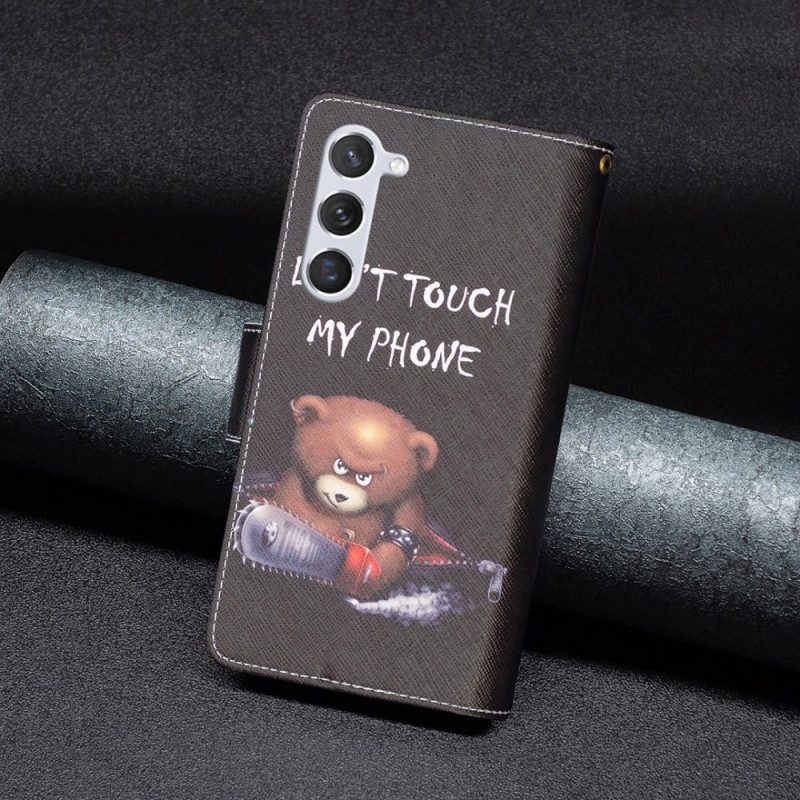 Leren Hoesje Samsung Galaxy S24 5g Dangerous Bear Portemonnee Met Riempje