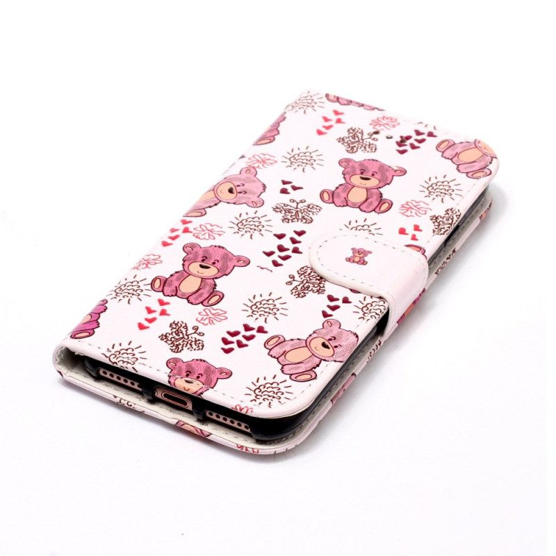 Leren Hoesje Samsung Galaxy S24 5g Kleine Teddyberen Met Riem Bescherming Hoesje