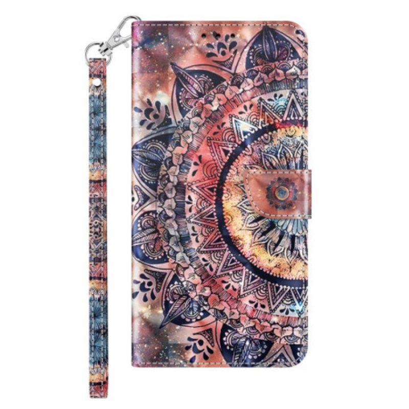 Leren Hoesje Samsung Galaxy S24 5g Kleurrijke Mandala Met Riempje Bescherming Hoesje