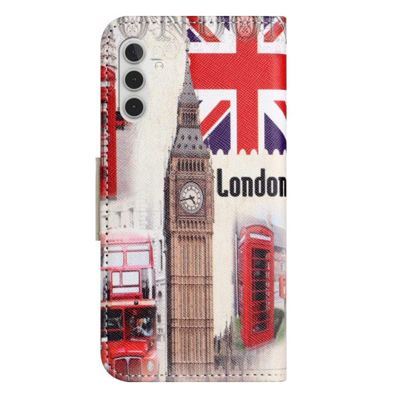 Leren Hoesje Samsung Galaxy S24 5g Londen Leven In Lanière Bescherming Hoesje