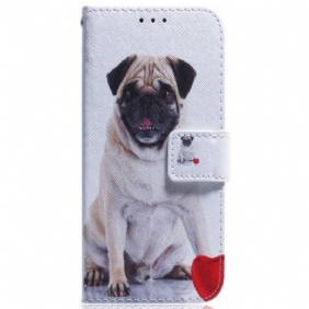 Leren Hoesje Samsung Galaxy S24 5g Mopshond Bescherming Hoesje