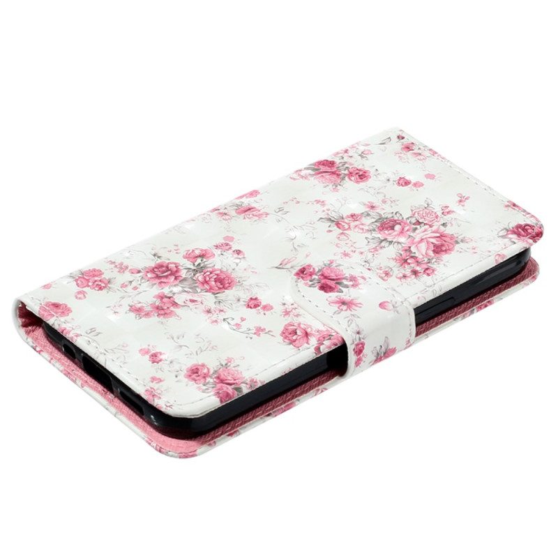 Leren Hoesje Samsung Galaxy S24 5g Rozen Met Riempje Bescherming Hoesje