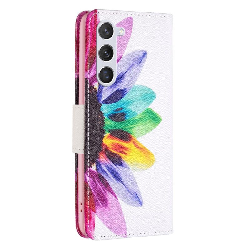 Leren Hoesje Samsung Galaxy S24 5g Waterverfbloem Bescherming Hoesje