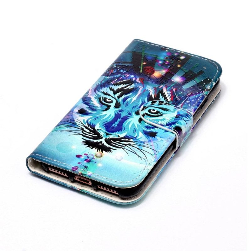 Leren Hoesje Samsung Galaxy S24 5g Wolf Met Riem Bescherming Hoesje