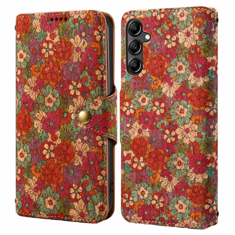 Leren Hoesje Voor Samsung Galaxy S24 5g Bloemenprint