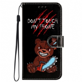 Leren Hoesje Voor Samsung Galaxy S24 5g Boze Beer Met Riem