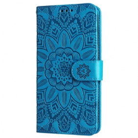 Leren Hoesje Voor Samsung Galaxy S24 5g Flamboyante Mandala Met Riempje