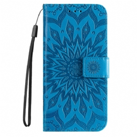 Leren Hoesje Voor Samsung Galaxy S24 5g Prachtige Mandala Met Riem