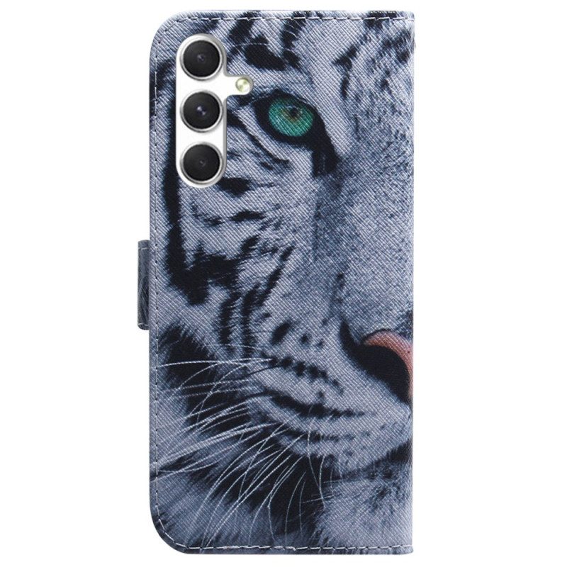 Leren Hoesje Voor Samsung Galaxy S24 5g Witte Tijger