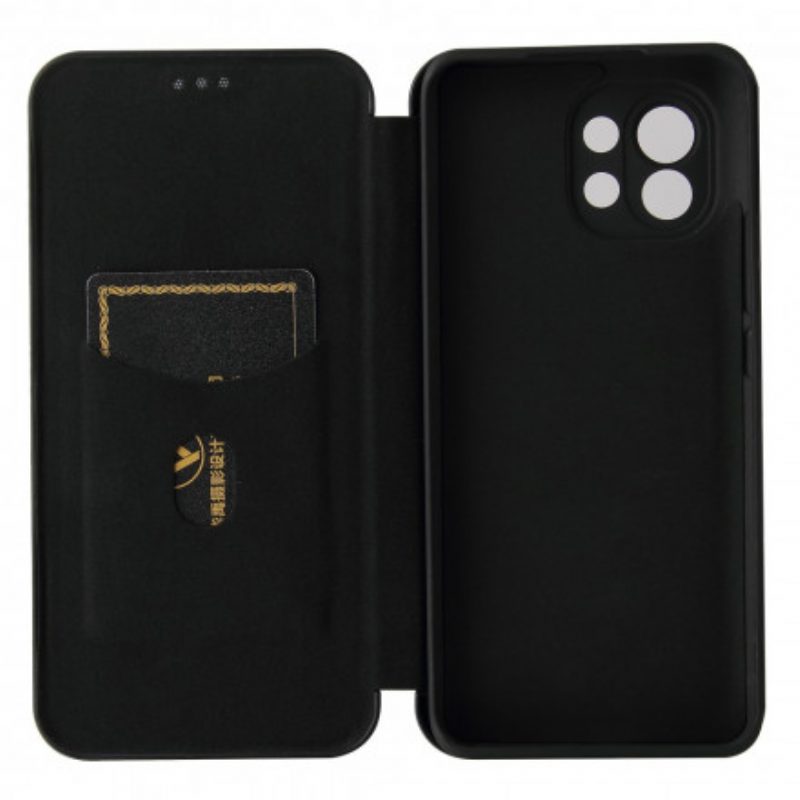 Bescherming Hoesje voor Xiaomi Mi 11 (5G) Folio-hoesje Koolstofvezel Met Steunring