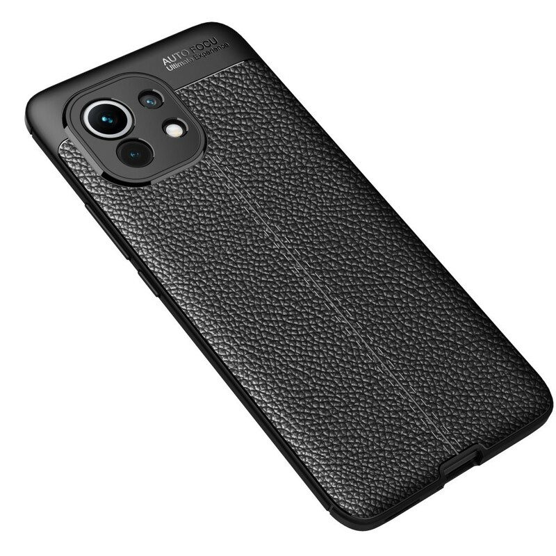 Hoesje voor Xiaomi Mi 11 (5G) Dubbellijnig Litchi-leereffect