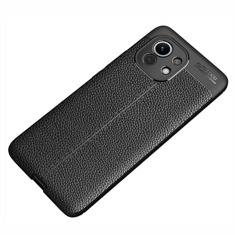 Hoesje voor Xiaomi Mi 11 (5G) Dubbellijnig Litchi-leereffect