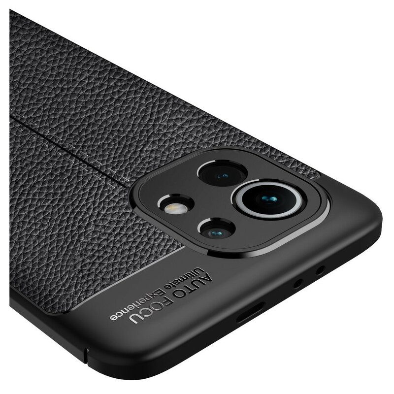 Hoesje voor Xiaomi Mi 11 (5G) Dubbellijnig Litchi-leereffect