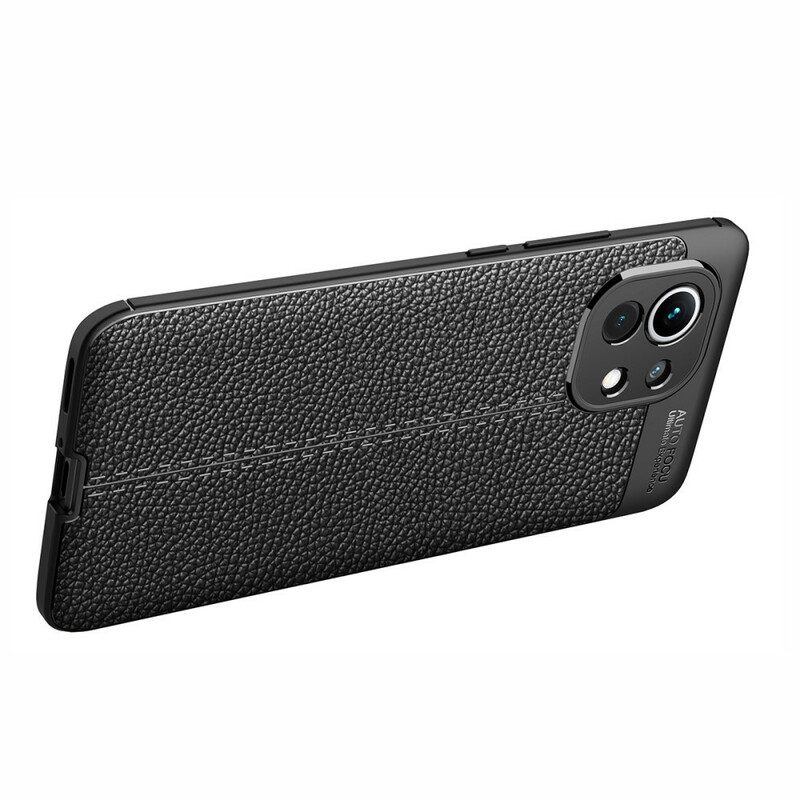 Hoesje voor Xiaomi Mi 11 (5G) Dubbellijnig Litchi-leereffect