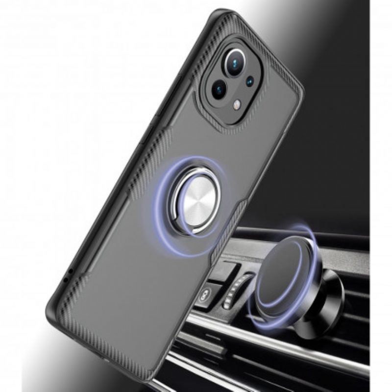 Hoesje voor Xiaomi Mi 11 (5G) Koolstofvezel Metalen Ring