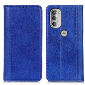 Bescherming Hoesje voor Moto G51 5G Folio-hoesje Elegantie Split Litchi Leer