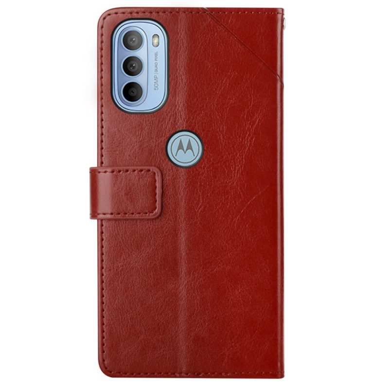 Flip Case voor Moto G51 5G Stijl Leer Geo Y Design