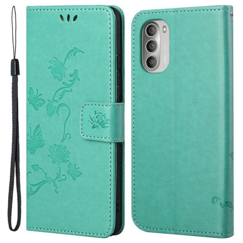 Folio-hoesje voor Moto G51 5G Aziatische Vlinders En Bloemen