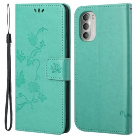 Folio-hoesje voor Moto G51 5G Aziatische Vlinders En Bloemen