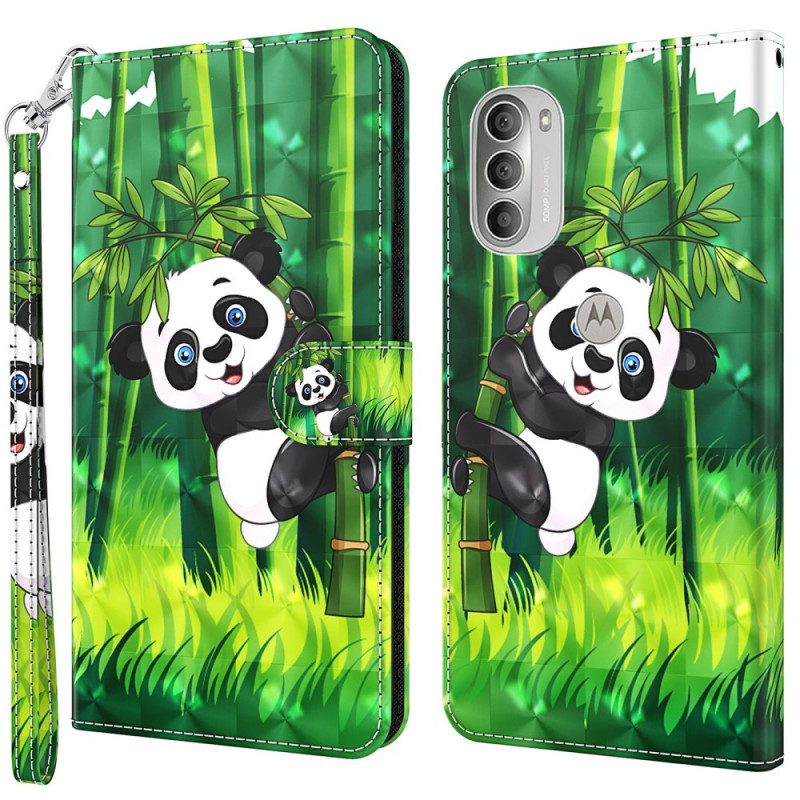 Folio-hoesje voor Moto G51 5G Panda En Bamboe