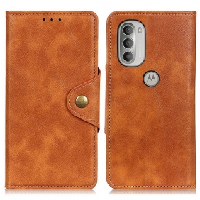 Folio-hoesje voor Moto G51 5G Vintage Kunstleer En Knop