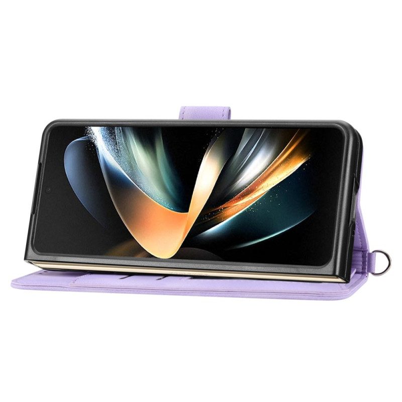 Bescherming Hoesje Samsung Galaxy Z Fold 6 Kantpatroon Met Band En Schouderband