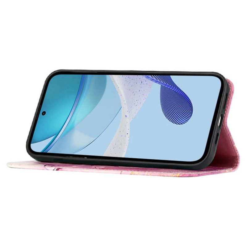 Folio-hoesje Samsung Galaxy Z Fold 6 Telefoonhoesje Marmeren Schouderband