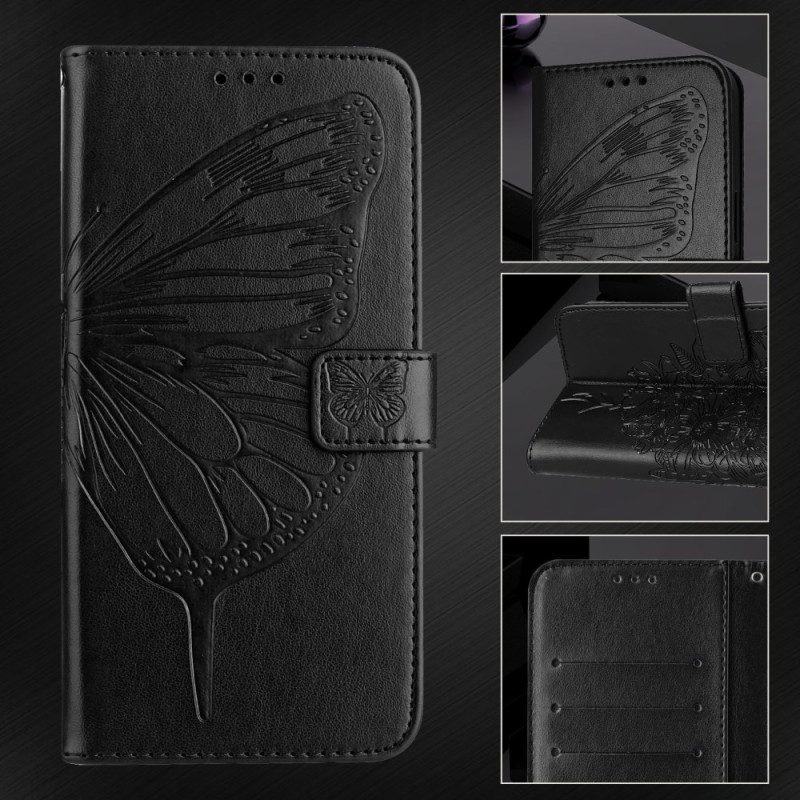 Leren Hoesje Samsung Galaxy Z Fold 6 Bloemenvlinder Met Riempje Bescherming Hoesje