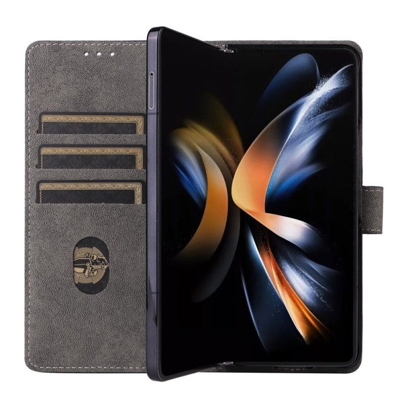 Leren Hoesje Voor Samsung Galaxy Z Fold 6 Rfid-blokkering En Draagkoord