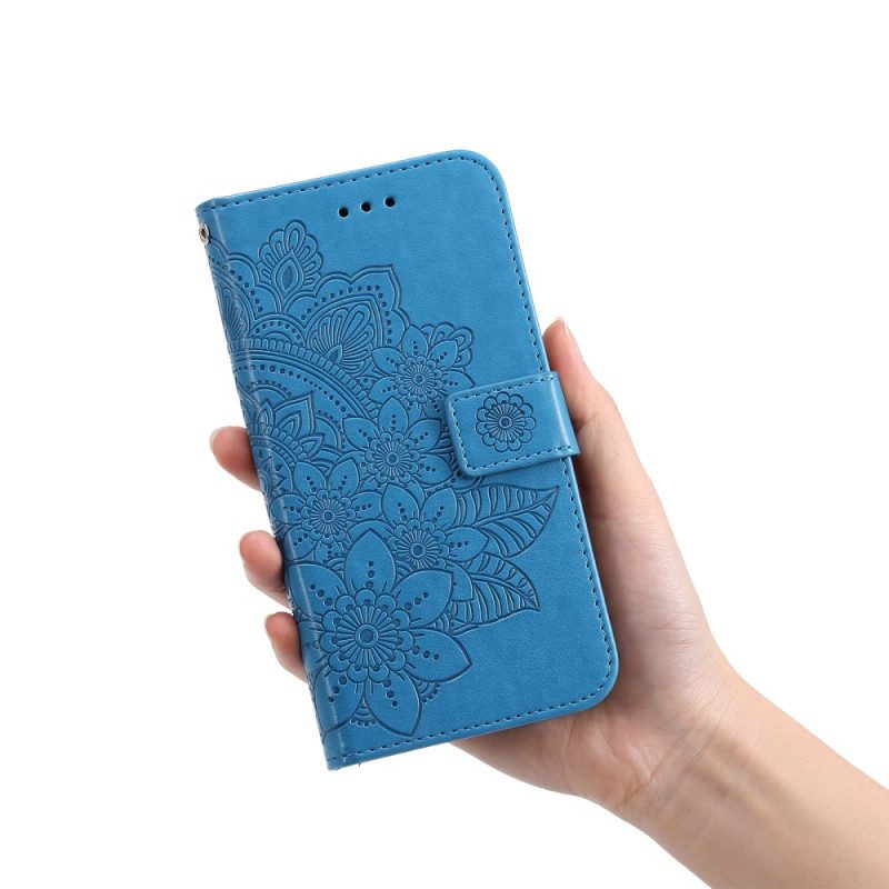 Flip Case voor Xiaomi Redmi Note 12 Pro Met Ketting Riem Bloem Mandala