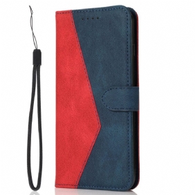 Flip Case voor Xiaomi Redmi Note 12 Pro Met Ketting Tweekleurige Riem