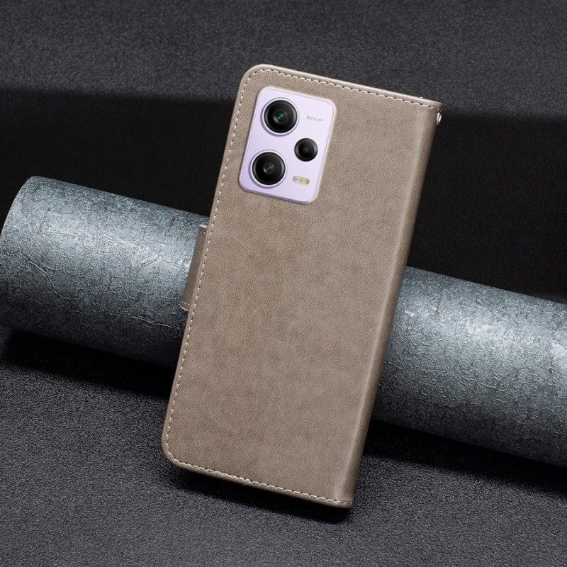 Flip Case voor Xiaomi Redmi Note 12 Pro Met Ketting Vlinders Bedrukte Strappy