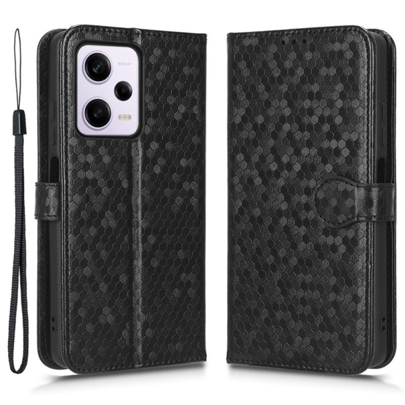 Folio-hoesje voor Xiaomi Redmi Note 12 Pro Met Ketting Strappy-patroon In 3d