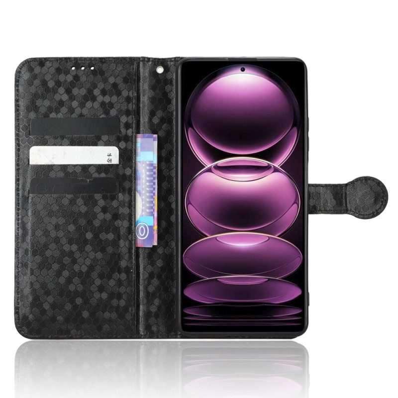 Folio-hoesje voor Xiaomi Redmi Note 12 Pro Met Ketting Strappy-patroon In 3d