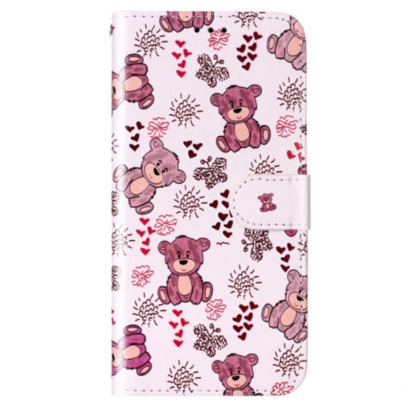 Flip Case voor Samsung Galaxy S23 5G Met Ketting Teddyberen