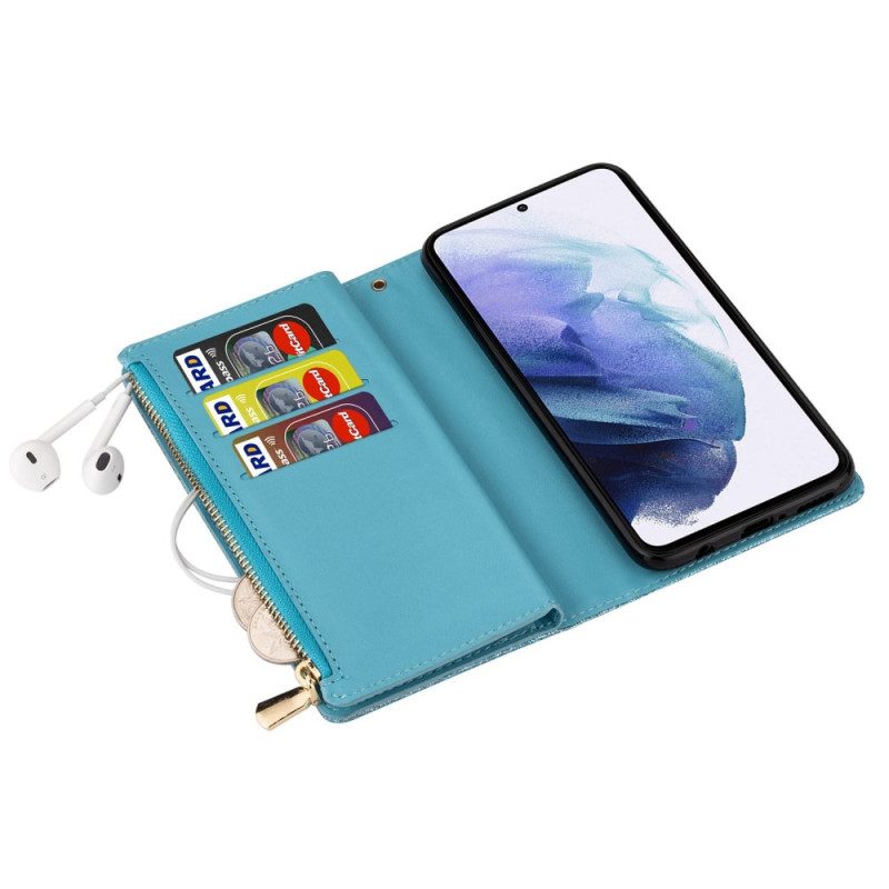 Flip Case voor Samsung Galaxy S23 5G Portemonnee Leren Portemonnee Met Pailletten