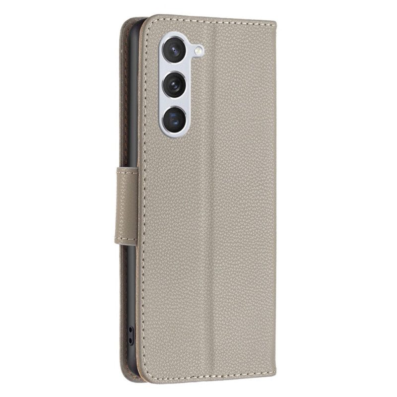 Folio-hoesje voor Samsung Galaxy S23 5G Lychee Schuine Sluiting