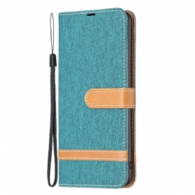 Folio-hoesje voor Samsung Galaxy S23 5G Met Ketting Band Van Stof En Leereffect