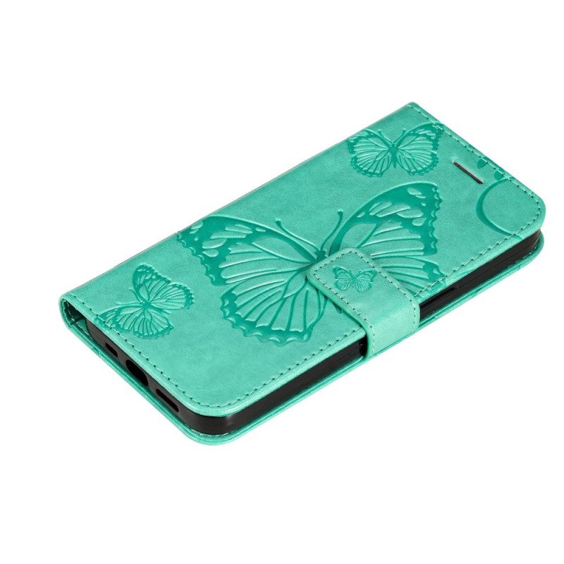 Folio-hoesje voor Samsung Galaxy S23 5G Met Ketting Gigantische Riemvlinders