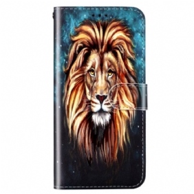 Folio-hoesje voor Samsung Galaxy S23 5G Met Ketting Lanyard Leeuw