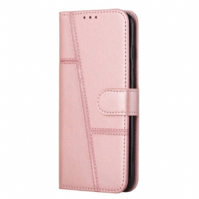 Folio-hoesje voor Samsung Galaxy S23 5G Met Ketting Strappy Geometrische Lederen Stijl