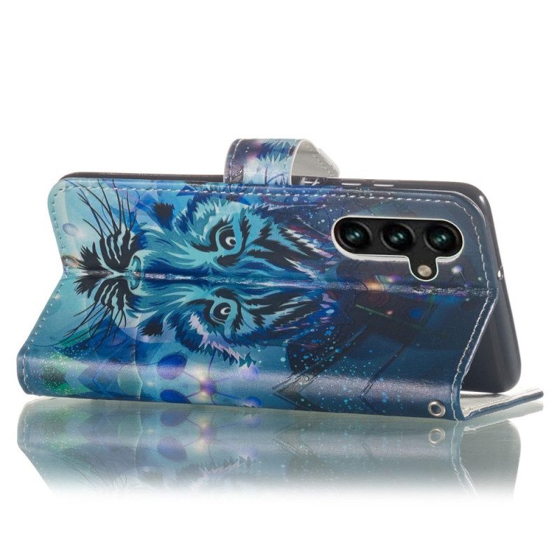 Folio-hoesje voor Samsung Galaxy S23 5G De Tijger Met Lanyard