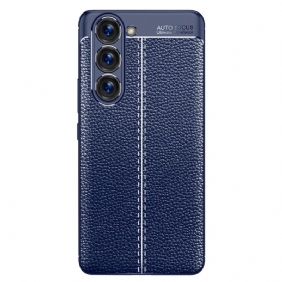 Hoesje voor Samsung Galaxy S23 5G Dubbellijnig Litchi-leereffect