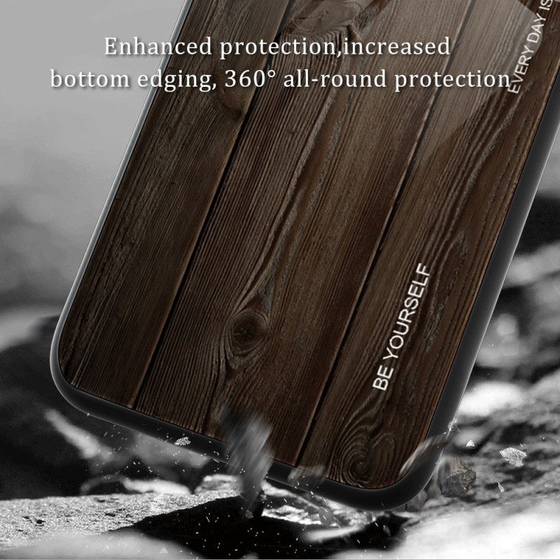 Hoesje voor Samsung Galaxy S23 5G Houtdesign Gehard Glas