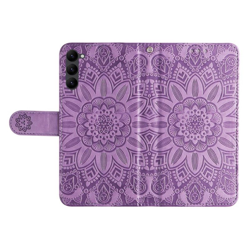 Leren Hoesje voor Samsung Galaxy S23 5G Mandala Zon Met Lanyard