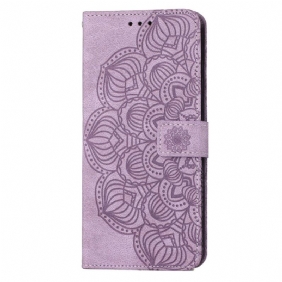 Leren Hoesje voor Samsung Galaxy S23 5G Met Ketting Strakke Mandala